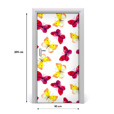 Self-adhesive door sticker Colorful butterflies