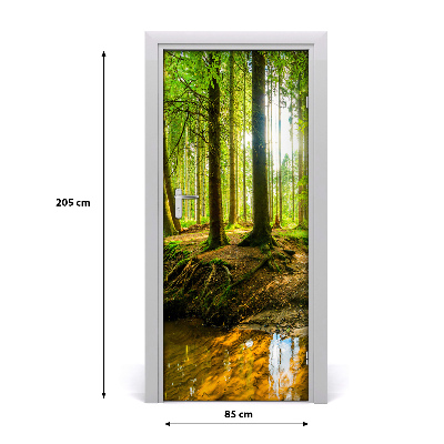 Door wallpaper Stream in the forest