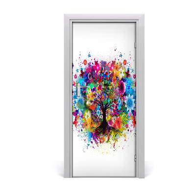 Self-adhesive door sticker Abstract tree