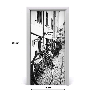 Self-adhesive door wallpaper City bikes