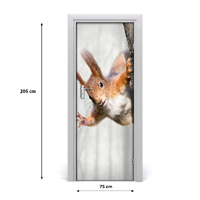 Self-adhesive door sticker Squirrel on the tree