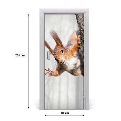 Self-adhesive door sticker Squirrel on the tree