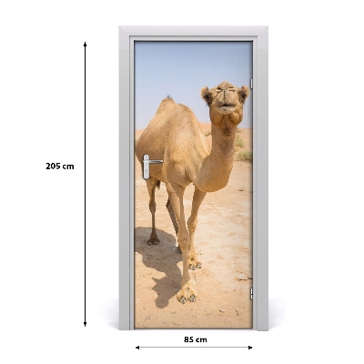 Self-adhesive door sticker Camel in the desert