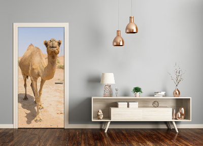 Self-adhesive door sticker Camel in the desert