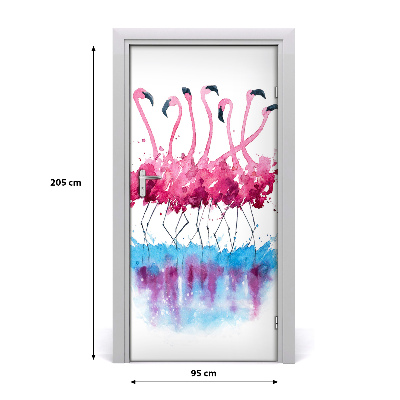 Self-adhesive door sticker Wall of flamingos