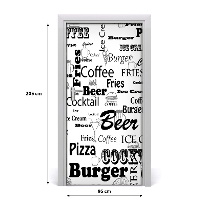 Self-adhesive door wallpaper Menu in the restaurant