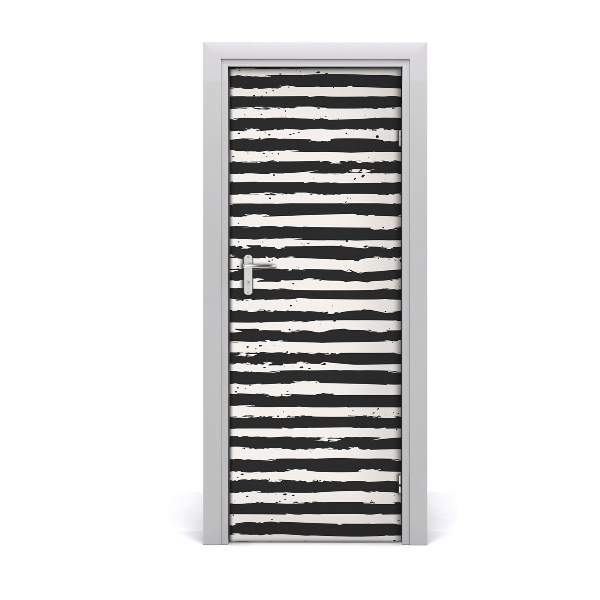 Door wallpaper Black and white stripes