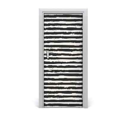 Door wallpaper Black and white stripes