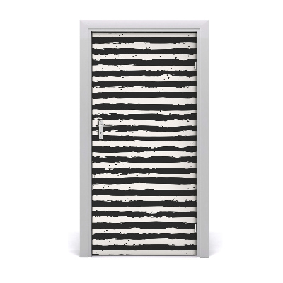 Door wallpaper Black and white stripes