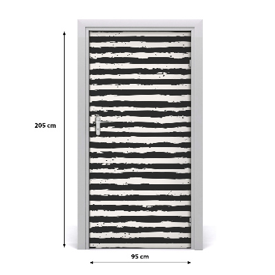 Door wallpaper Black and white stripes