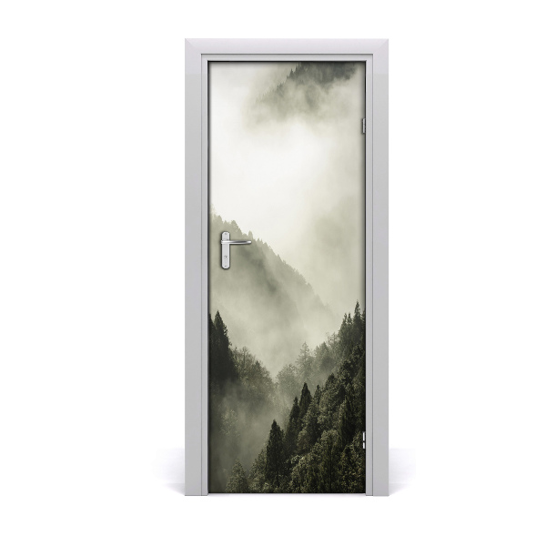 Door wallpaper Fog over the forest