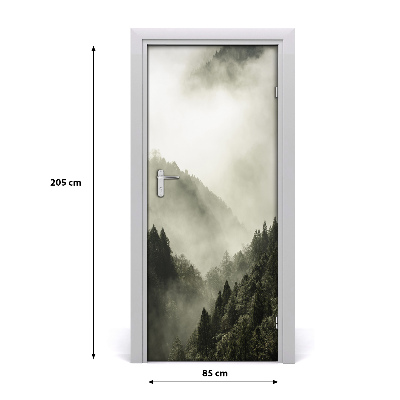 Door wallpaper Fog over the forest