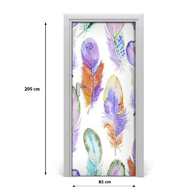 Door wallpaper Colorful feathers