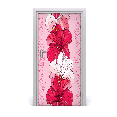 Self-adhesive door wallpaper Hibiscus
