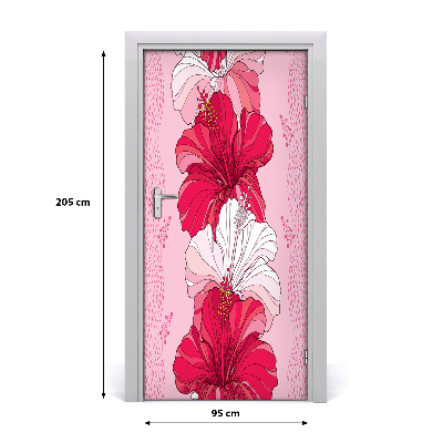 Self-adhesive door wallpaper Hibiscus
