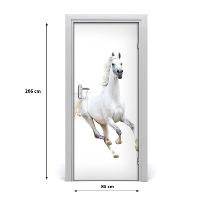 Self-adhesive door sticker White horse in gallop