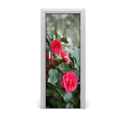 Self-adhesive door sticker On the camellia door