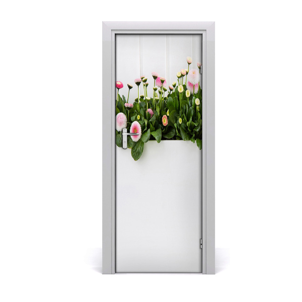 Self-adhesive door sticker Pink daisies