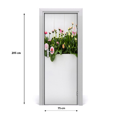 Self-adhesive door sticker Pink daisies