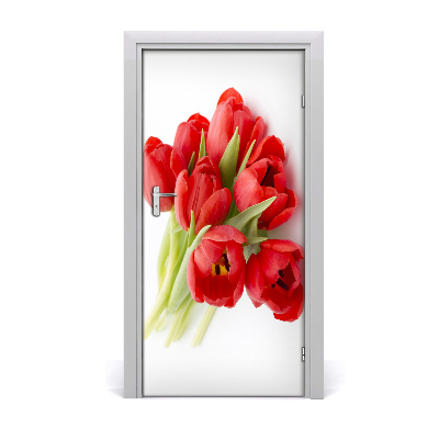Self-adhesive door sticker Red tulips