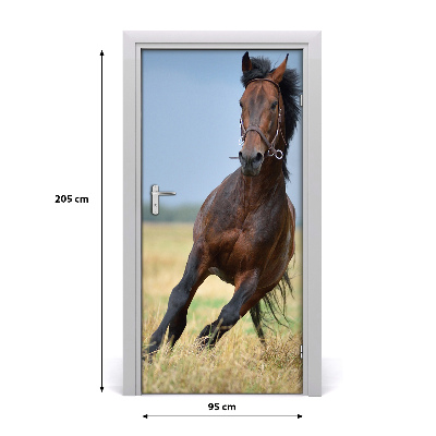 Self-adhesive door sticker Wall horse on the field