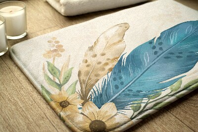 Bathmat Feather and flowers