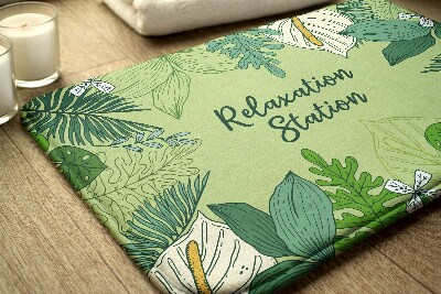 Bathroom rug Green leaves