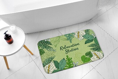 Bathroom rug Green leaves