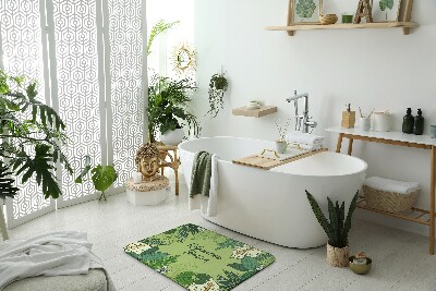 Bathroom rug Green leaves