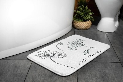 Non slip shower mat Sketch flowers