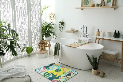 Bath rug Birds plants abstraction