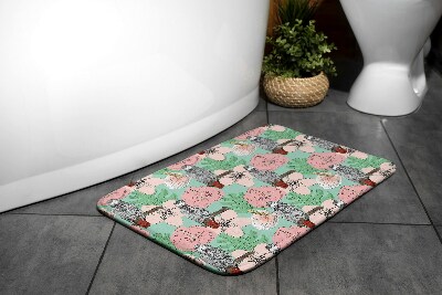 Bathroom mat Birds parrot flowers