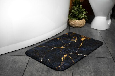 Bathroom rug Navy blue marble