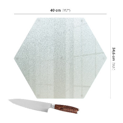Chopping board with a hexagonal frosted glass surface