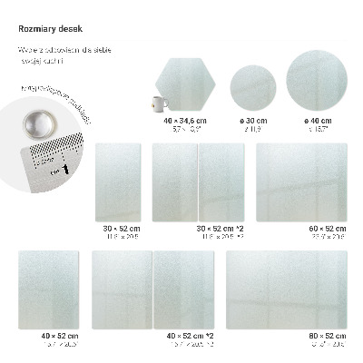 Chopping board with a hexagonal frosted glass surface