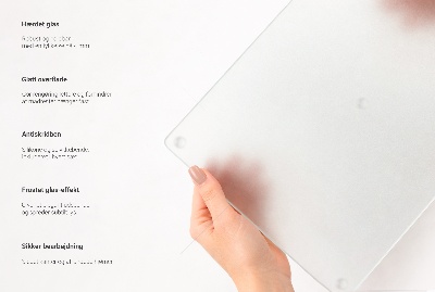 Glass chopping board with a rectangular semi-transparent design