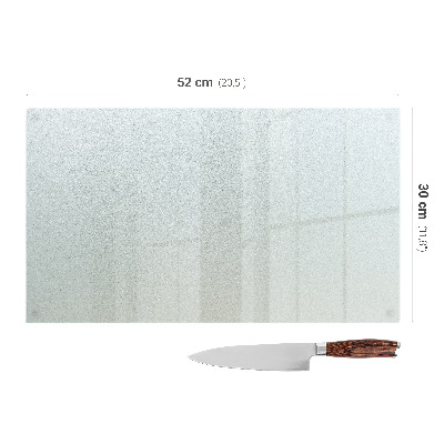 Glass chopping board with a rectangular semi-transparent design