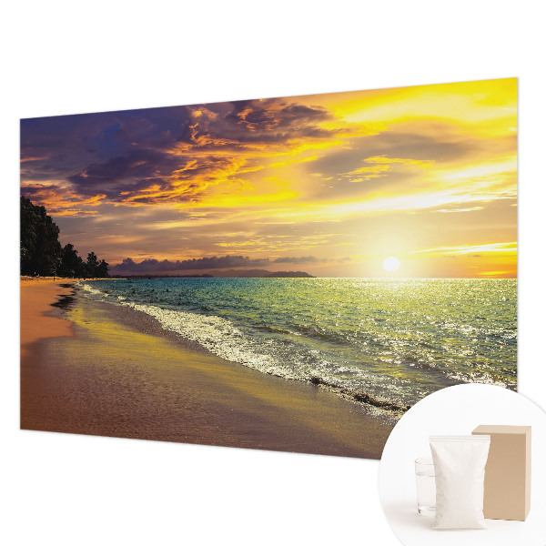 Wall mural depicting a beach at sunset