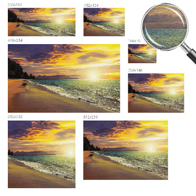 Wall mural depicting a beach at sunset