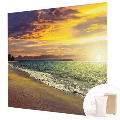 Wall mural depicting a beach at sunset