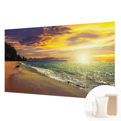 Wall mural depicting a beach at sunset