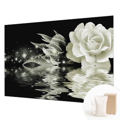 Wallpaper mural with a luminous rose design