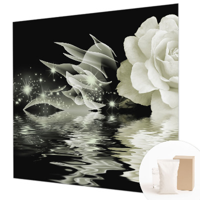 Wallpaper mural with a luminous rose design