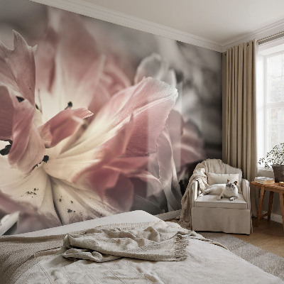 Photo wallpaper with a pastel floral design