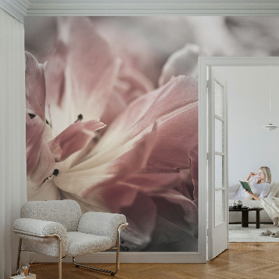 Photo wallpaper with a pastel floral design