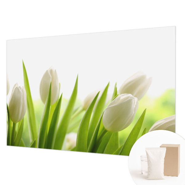 Photo wall mural with white tulips