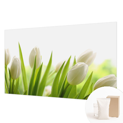 Photo wall mural with white tulips