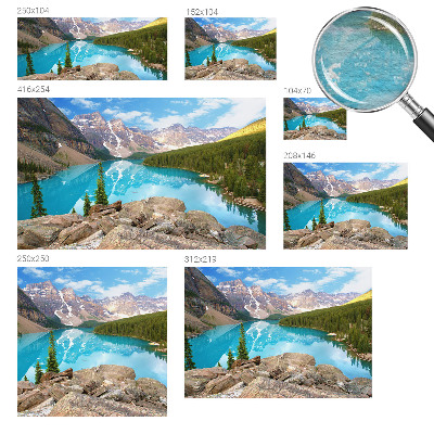 Wall mural for living room featuring a blue lake design