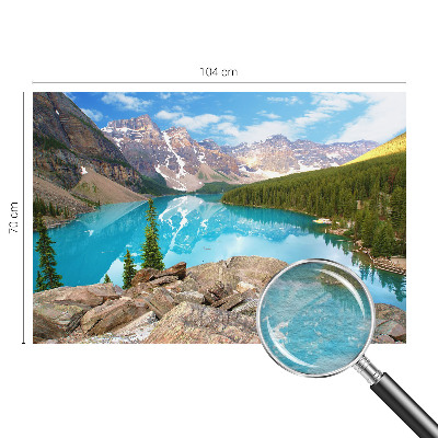 Wall mural for living room featuring a blue lake design