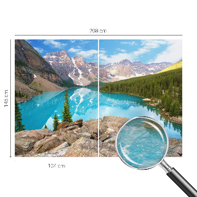 Wall mural for living room featuring a blue lake design